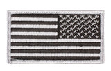 Silver US flag velcro patch reversed